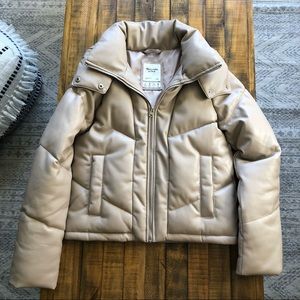 A&F vegan leather puffer jacket - size small